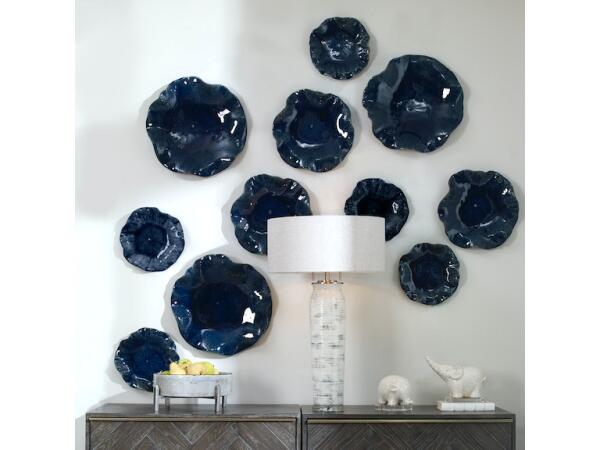Abella Blue Ceramic Wall Decor, S/3 - Image 2