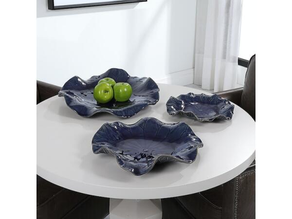 Abella Blue Ceramic Wall Decor, S/3 - Image 4