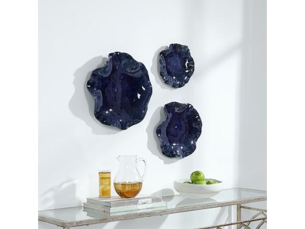 Abella Blue Ceramic Wall Decor, S/3 - Image 5