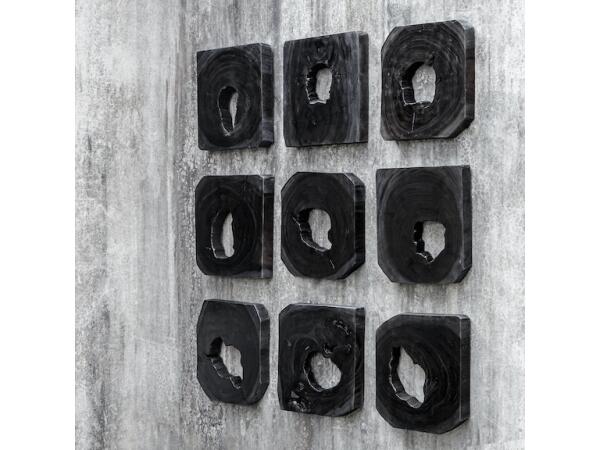 Bahati Ebony Wood Wall Art, S/9 - Image 4