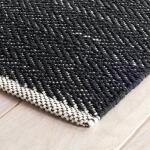 Herringbone Black Handwoven Cotton Rug - Image 2