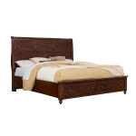 Vista Mansion Sleigh Storage Queen Bed Warm Cherry