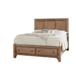Cool Farmhouse Panel Bed with Storage Footboard Natural CF