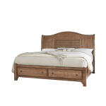Cool Farmhouse Sleigh Bed with Footboard Storage Natural CF