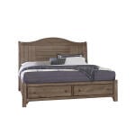 Cool Farmhouse Sleigh Bed with Footboard Storage Grey CF
