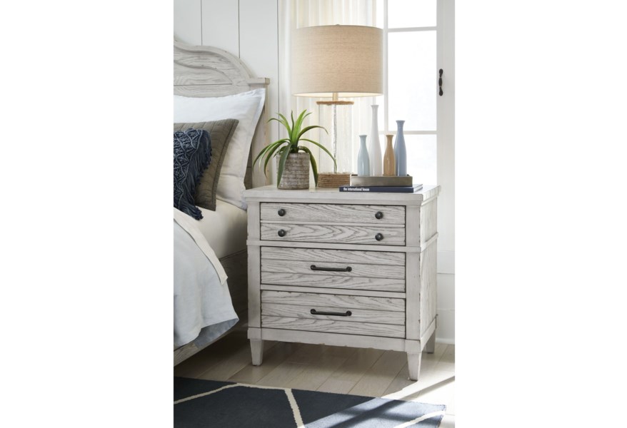 Modern Farmhouse 3-Drawer Nightstand With Built-In Outlet - Image 2