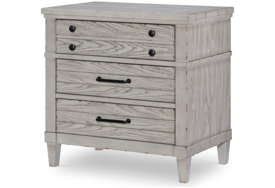 Modern Farmhouse 3-Drawer Nightstand With Built-In Outlet - Image 1