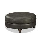 Traditional Round Leather Cocktail Ottoman